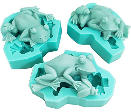 Xidmold Lot de 3 moules en silicone en forme de grenouille pour pâte à sucre, fondant, chocolat, bonbons, gâteau, argile polymère, artisanat, résine, savon