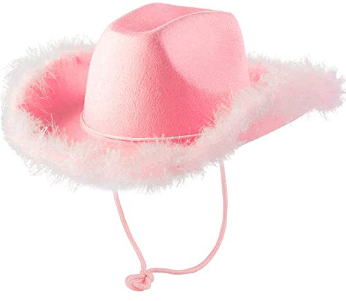 QUINTRA Hut mit Feder Flauschige Federkrempe Erwachsenengröße Cowboyhut mit Federn für Kostümparty Play Dress Up Outfits für Frauen Mütze Und Schal Damen Set