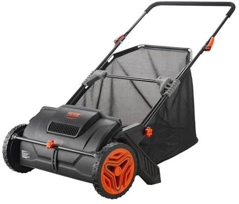 VEVOR Rasaerba Manuale per Prato con Cesto Capienza 99L Arieggiatore per Prato Manuale Sacco di Raccolta Larghezza Taglio 53,5cm, Rasaerba Spazzola Rotante Altezza Regolabile per Prato da Giardino