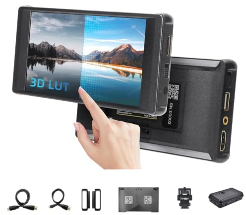 Portkeys PT6 5.2 inch DSLR Camera Monitor, 3D LUT 4K HDMI Touch Screen 1920 * 1080 Live Streaming Monitor with Peaking Frame, Wireframe Protection, Image Crop Function for Live Stream, etc