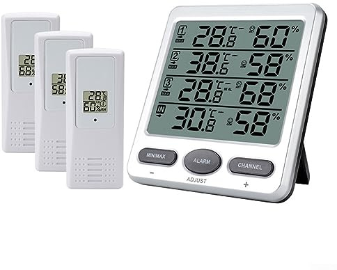 Drahtloses elektronisches Thermometer für den Innen- und Außenbereich, Hygrometer, Wetterstation, elektronisches Thermometer mit LCD-Display mit drei Sensoren