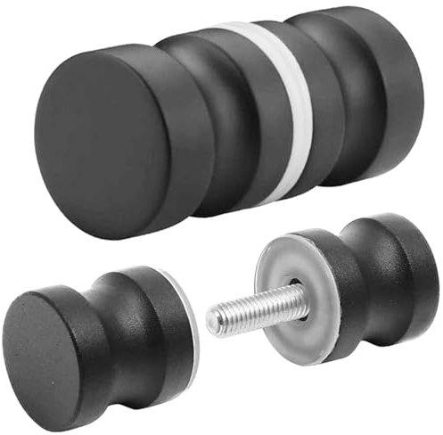 Xrten 2 Piezas Tirador para Puerta de Ducha, Manija Puerta Vidrio, Tiradores Mampara Ducha Negro, Aleación de Aluminio Perilla de Puerta, para Cocina, Armario, Cajón, Baño