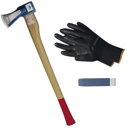 Stubai Spaltaxt mit Keilstegen mit Stiel, Länge 700mm - für höchste Spaltleistung + Spaltkeil 225x55mm