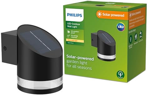 Philips Lighting Fyve Oudoor Solar Path Light, 1.5W, 2700K, Black, IP44 Weatherproof