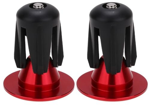 Happyyami Bike Handlebar End Caps and Bar Plugs Aluminum Alloy M4x34mm Threaded for 22-24mm Mountain Bike Handlebars Red Pair for Off-road Riding