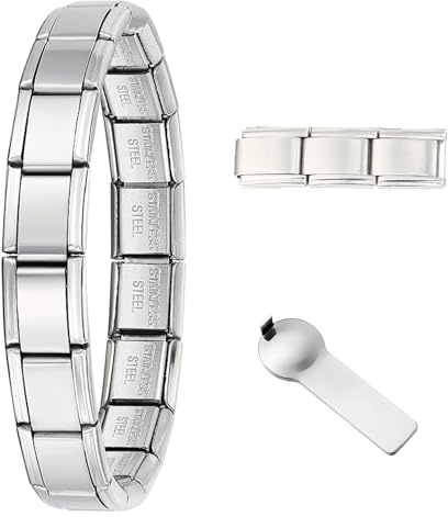 Silver Italian Charm Bracelet for Women Men 9mm cStainless Steel