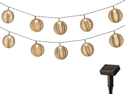 Guirlande lumineuse solaire à LED - 4,5 m - En plastique - Lampion boules - Lampe solaire pour jardin, balcon - Lampe suspendue - Lampe solaire pour l'extérieur - Blanc chaud