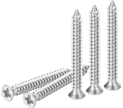 DTGN 100Pcs M2.2x20mm Flat Head Wood Screws, 304 Stainless Steel Phillips Self Tapping Screws - Good for Woodworking, Furniture - Silver