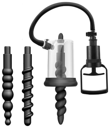 Analplug mit Vakuum Analpumpe Silikon Buttplug Set Anal Sauger Vagina Sucker Pussy Pump Massaager Klitoris Stimulator Anus Dilatator SM Extrem Sexspielzeug für Frauen Männer (Schwarz-3 Stück Spiral)