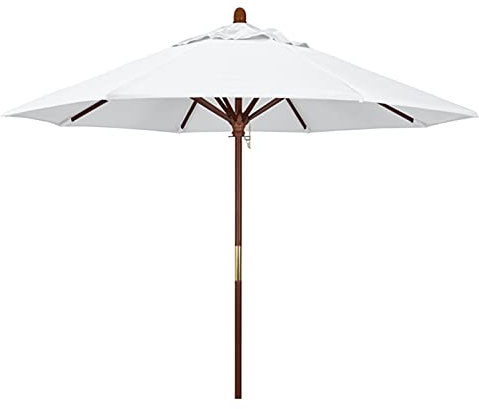 Parasol de terrasse en bois blanc 7 pieds/9 pieds, grand parasol de table de marché extérieur, jardin avec poteau en bois pour cour, plage, terrasse, café, décoration (couleur : blanc, taille : grand