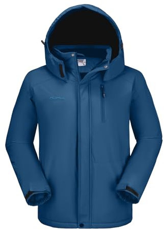 OutPro Herren Skijacke Vielseitige Winterjacke Warme Fleecejacke - Wasserdicht, winddicht, Perfekt für Outdoor-Aktivitäten und Winterwanderungen Blau,XXL