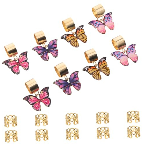 18 Stück Schmetterlings Haarschmuck für Zöpfe und Dreadlocks | Flechtschmuck aus Zinklegierung und Kunststoff, Schnell Anzubringen, für Alltag und Jeden Anlass