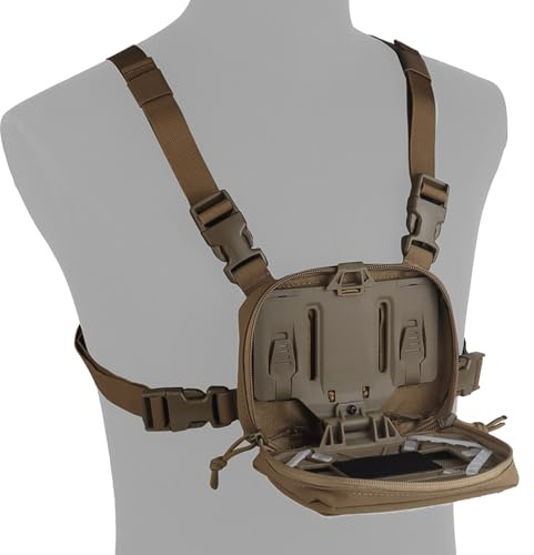 Zhongren Taktische Handy-Brusthalterung, MOLLE, faltbar, Navigation, Universal-Handyhalterung, Board mit Brustweste, Rig Bag Pack für Outdoor, Paintball, Airsoft, Jagd, Spiel, Laufen und Wandern,
