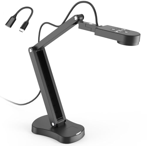 PAKOTOO 8 MP dokumentärkamera, USB-webbkamera för lärare och klassrum, A3 A4-format, inbyggd mikrofon, LED-ljus, bildomvandlare, för Windows, Mac, Chromebook, undervisning på