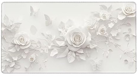 Blanco Alfombrilla Gaming XXL 1600x800X0.3MM Grande Alfombrilla Ratón Rosa Alfombrilla Escritorio Oficina Accesorios, Mouse Pad Mejora La Precisión Y La Velocidad, 160X80 CM, Regalo Mujer -140