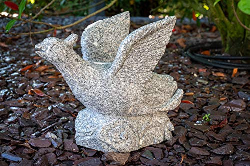 IDYL Granit-Skulptur Phönix | Länge 30 cm | Vogelfigur aus Granitstein handgefertigt |Asiatische Garten-Teich-Dekoration | Hochwertiges Kunsthandwerk | Wetter- & frostbeständig |