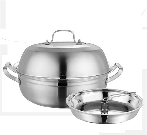 YYRHD-CZ Slow Cooker, vaporiera in Acciaio Inossidabile, pentola for Cucinare Le Verdure, Set di pentole for Uso Domestico e Commerciale, Multiuso(34cm)