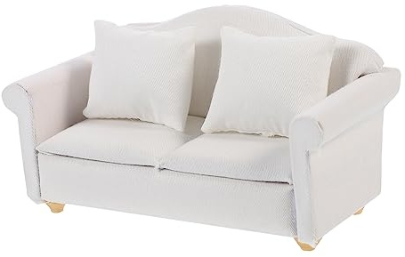 Toyvian Miniatur Sofa Weiß Puppenhaus Möbel 1:12 Maßstab Mini Stoffsofa Für DIY Hausmodelle Kinder Geschenk Puppensofa Elegantes Design