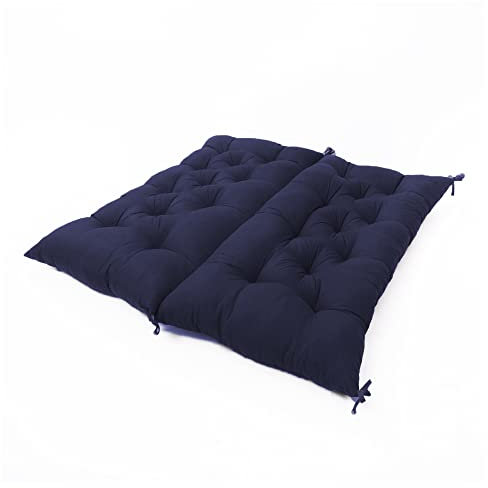 Dickes Gartenbank-Sitzkissen mit Rückenlehne, Liegestuhlkissen, Outdoor-Möbel, Schaukelbank, Holzbank, Sitzkissen für Zuhause, Büro, Sofa, Terrasse, Veranda, 120 x 100 x 8 cm, Marineblau