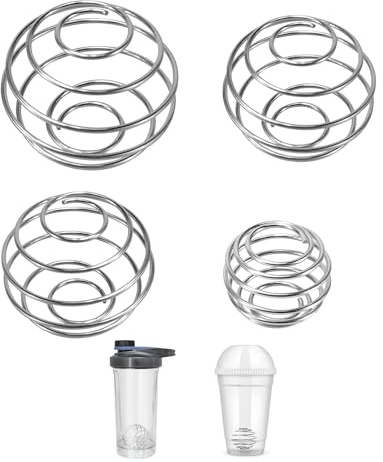 EUYKQNOI 4 Stück Edelstahl Protein Shaker,Metall Shaker Ball,Frühling Kugeltyp Blender,Shaker Proteinshake Shaker Kugel,Metall Flaschenmischer,Sport und Fitness für Protein Gemischte Getränke,4 Größen
