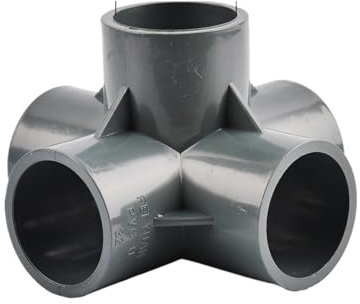 Conector de PVC Tridimensional de 3 vías, 4 vías y 5 vías, diámetro Interior de 20/25/32 mm, Accesorios for tuberías de Suministro de Agua, Conectores Iguales de plástico.(Gray,5way 20mm)