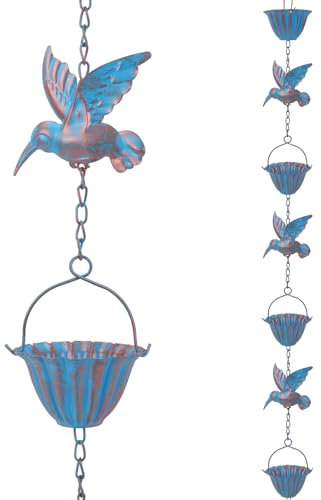Catena Acqua Piovana Colibrì per Grondaie, 2,4m Catena Antipioggia Sospesa, Chain Pioggia per Esterni, Decorazione Metallo Catenas Pioggia, Chain Grondaia, Decorazione per Pescherecci e Tubi Scarico
