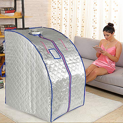 Sauna a infrarossi, con 4 piastre riscaldanti, comoda scatola per sauna, sauna sana per la casa, singola, ideale per disintossicazione e perdita di peso (80 x 70 x 98 cm argento)