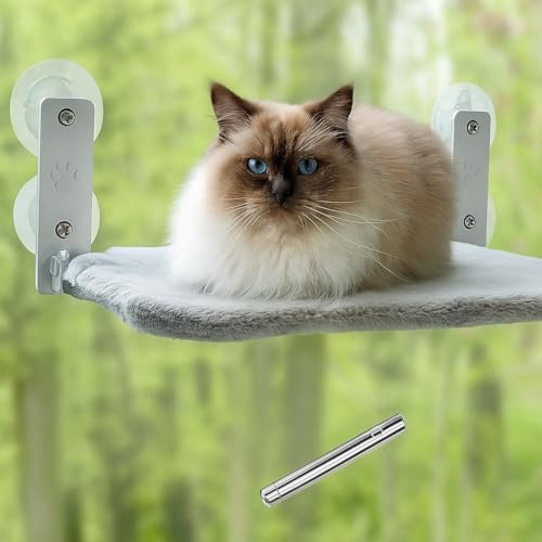 Hamaca Gato Ventana Plegable Soporte Cama con Ventosa Gatos Grande Colgante Soporte Camita para Gatitos Interior Lavable en La Lavadora Cat Window Perch Bed-Reversible