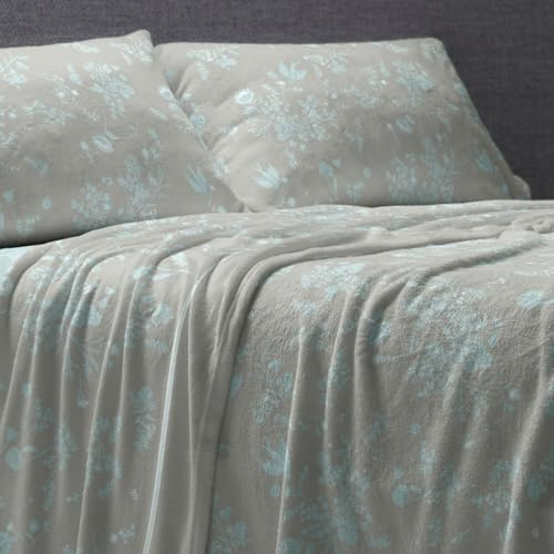 Burrito Blanco | Juego de Sábanas Nacarina Invierno Cama 90 Floral Jade | 3 Piezas: Bajera, Encimera y Funda Almohada | Sábanas Invierno Cálidas | Tacto Terciopelo | Apto Lavadora