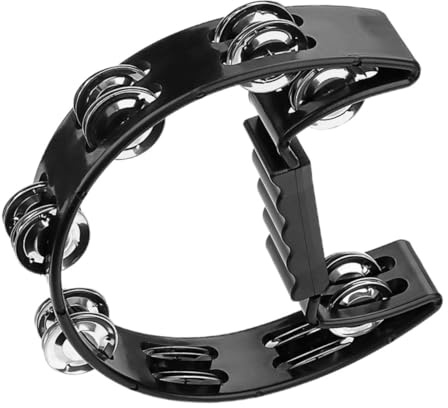 WEKAMOS Handheld Tambourine Doppelreihe mit Schellen Ergonomisch Geformt für Klaren Lauten Leichtes Musikinstrument für Erwachsene Party Tanz Ktv Aufführung