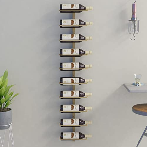 Armoires et rangement, casier à vin mural pour 10 bouteilles en métal doré
