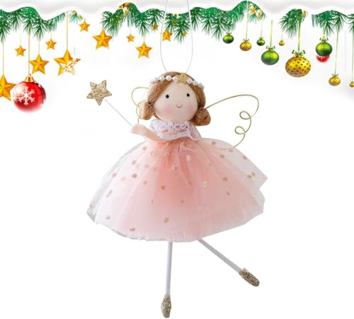 Spizummp Adornos de ángel para árbol de Navidad, decoraciones de ángel colgantes de invierno, bonito colgante de Navidad con temática de invierno para fiesta, mantel, pared, ventana, decoración de