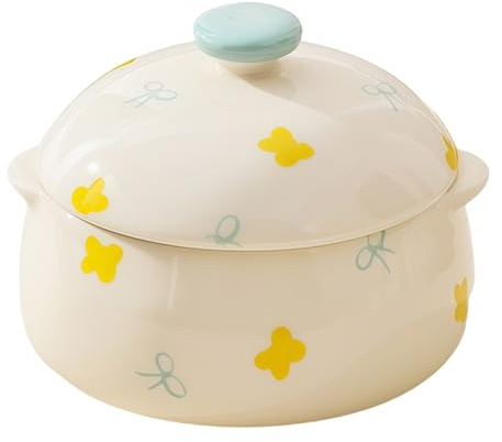 Jaamyears Tazones de sopa de cebolla de 300 ml, bonita taza de sopa con asas y tapa, cerámica apta para horno