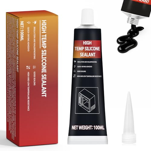 INNOVAYOU 100ml Schwarz Hitzebeständiger Kleber, Hochtemperaturkleber Reparatur von Rissen, Kleber Hitzebeständig 300 grad für Backofen, Grill, Mikrowelle
