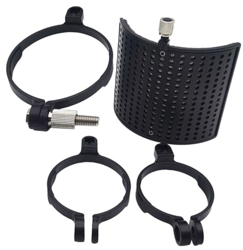 minkissy Mikrofon aus Metall und ABS Kunststoff U-förmiger Windschutz Popschutz Geräuschreduzierung und Speichelschutz Schwarz für Desktop und Standmikrofonständer