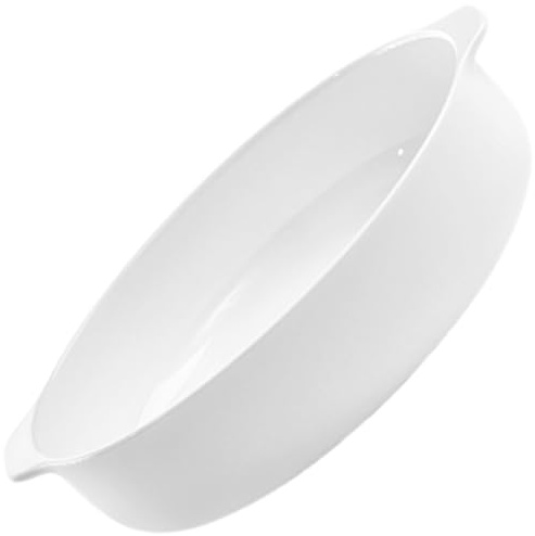 IWOWHERO Plat de Cuisson Céramique Blanche avec Poignées Latérales Résistant Chaleur Anti-rayures pour Four et Micro-ondes Plat Profond Polyvalent pour Tartes Gratins et Service à Table