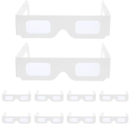 UKCOCO 25pcs White Paper 3d Diffraction Glasses Rainbow Effect, Portable Festival Party Eyewear Accessories for Music Events and Celebration Decorations