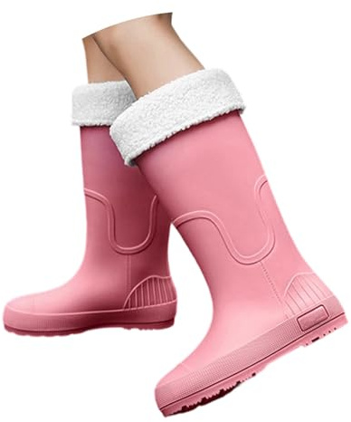 Genérico Botas De Agua Mujer Caña Alta, Botas De Goma Mujer, Antideslizante Ligero Impermeables Talla Grande Galochas Monocromo Moda Holgados Cómodo Casual Botas Adecuado Para Días Lluviosos