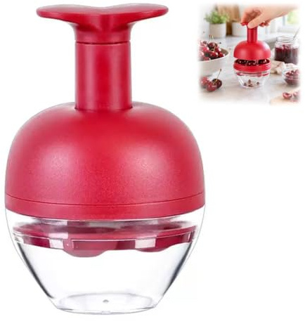 Snocciolatore for 4 ciliegie con punte in acciaio inossidabile e contenitore trasparente