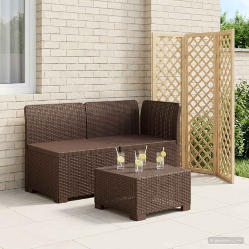 LoogCape 2-Sitzer Garten-Sofa Rattan-Look PP Braun wetterfest UV-beständig mit Kissen wetterfestes Lounge-Sofa modular erweiterbar für Balkon Terrasse und Outdoor Entspannung