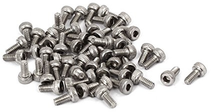 sourcing map 55 Stück Zylinderschrauben M2 x 4mm 0,4mm Gewindegang 304 Edelstahl Innensechskantschraube DIN912