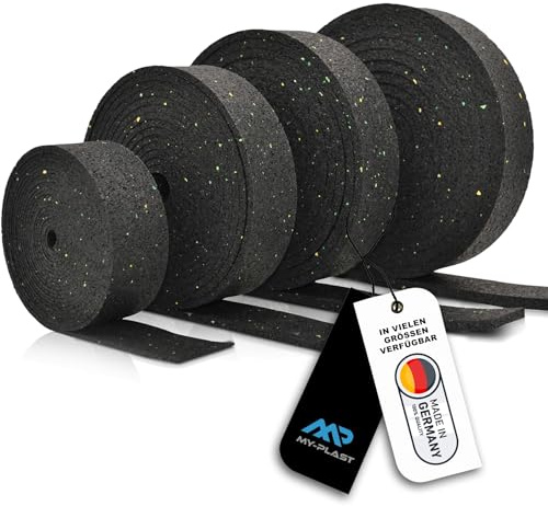 My Plast Terrassenpads Rolle - 5.000 x 80 x 3 mm | Gummigranulat-Rolle - Trittschalldämmung & Zuschnitt - Bautenschutzmatte-Unterlage für Terrassenbau, WPC & Balkon