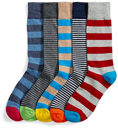 Amazon Essentials Comodi Calzini Eleganti con Motivi Uomo, 5 Paia, Mini Righe/Righe, 41-45