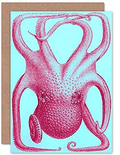 Fine Art Prints Pink Octopus Illustration Greeting Card With Envelope Inside Premium Quality