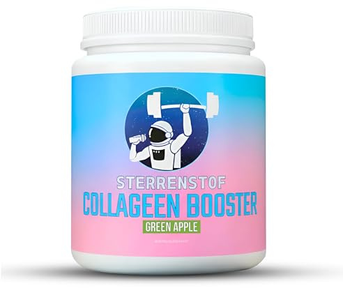 Sterrenstof Marine Collagen Powder für Frauen und Männer Hydrolysierte Kollagenpeptide mit Vitamin C, Hyaluronsäure und Inulin Grüner Apfel F Unterstützung für Haare, Haut und Nägel 300 g 30 Portionen