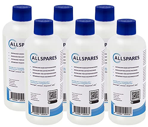 AllSpares Entkalker für Kaffeemaschinen geeignet für Delonghi EcoDecalk DLSC500 und AEG M3BICD200 (500 ml (6er Pack))