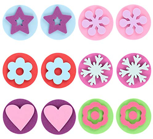 Lot de 12 éponges de peinture en forme de fleur en forme d'étoile et de flocon de neige en forme de cœur pour apprentissage précoce
