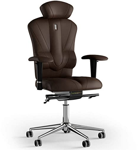 KULIK SYSTEM Ergonomischer Bürostuhl - Komfort & Verstellbarer Stuhl mit Rücken- & Lendenwirbelstütze |Patentiertes Rücken- & Nackenschmerzlinderungsdesign| Victory Eco Leder - Schokolade