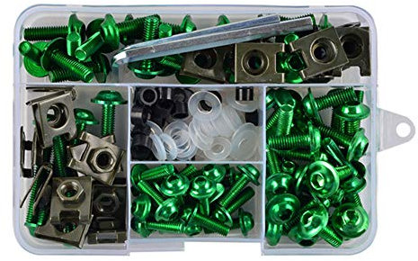 155 StüCk Motorradverkleidungs Schrauben set, Universal Motorrad Windschutzscheiben Verkleidungsschrauben Motorrad Schraubensatz Karosserie Schrauben Set Verkleidungsbolzen Kit, GrüN