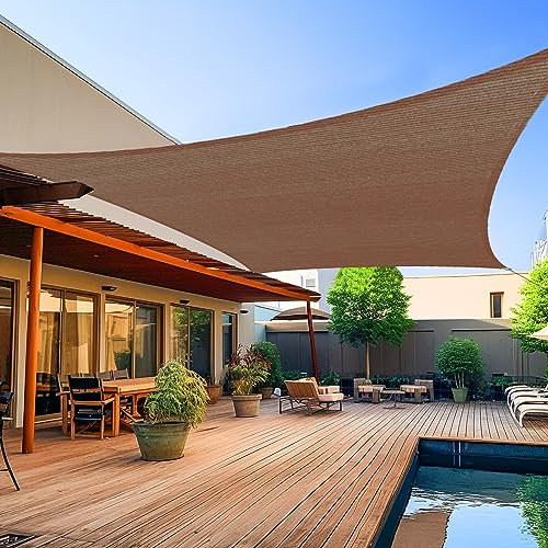 Shade&Beyond Voile d'ombrage rectangulaire de 2,4 x 3 m, 185 g/m², pour patio, terrasse, cour, jardin, installations et activités de plein air, taille sur mesure, brun